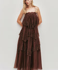 Aje Ophelia Lace Gown in Chocolate - Dresses