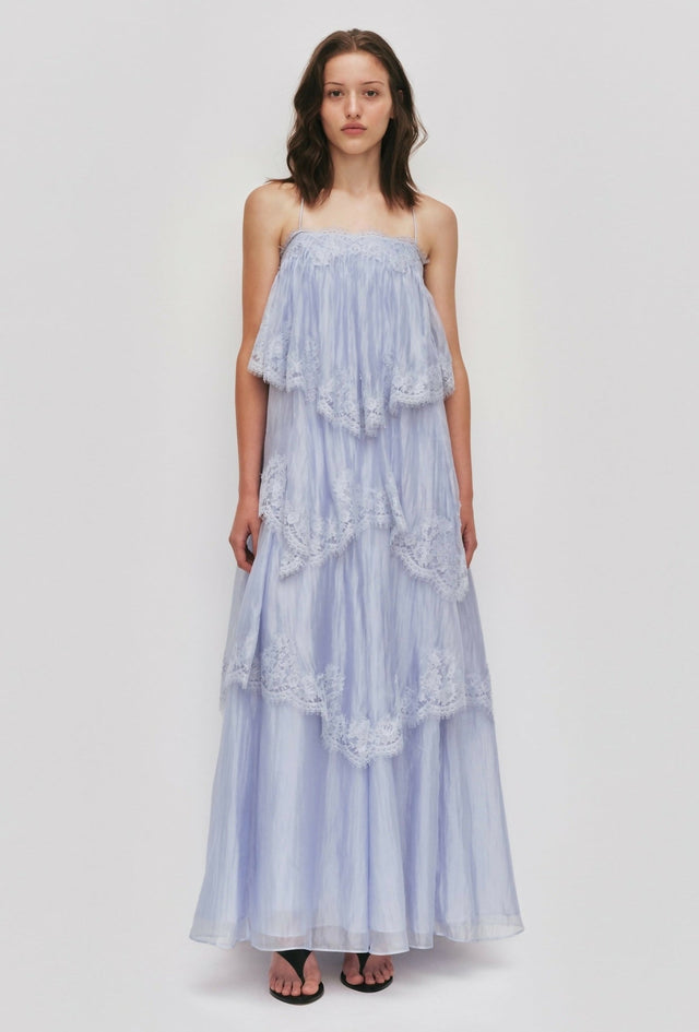 Aje Ophelia Lace Gown in French Blue - Dresses