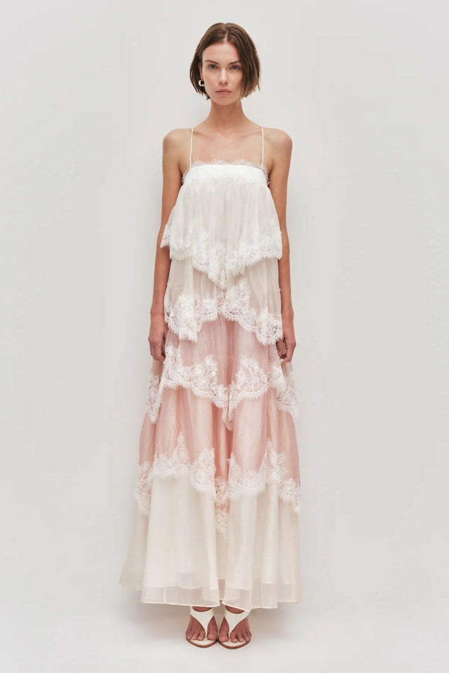 Aje Ophelia Lace Gown Pink - Dresses