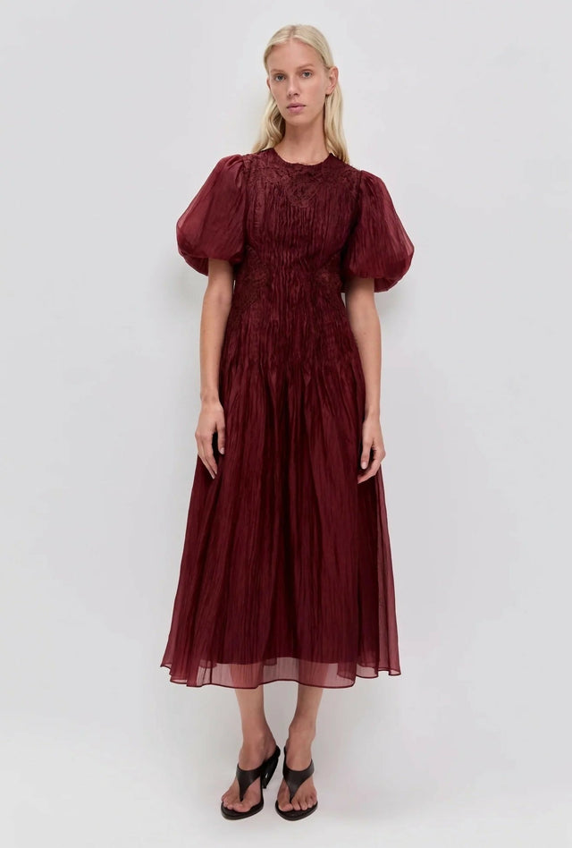 Aje Ophelia Lace Midi Dress - 12 / Red - Dresses