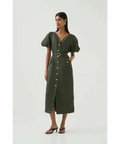 Aje Paloma Utility Midi Dress - 10 / Green - Dresses