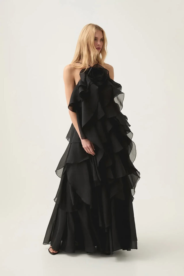Aje Pandorea Layered Maxi Dress Black - 14 / Black - Dresses