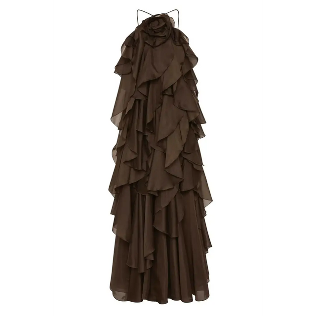 Aje Pandorea Layered Maxi Dress in Carob - Dresses