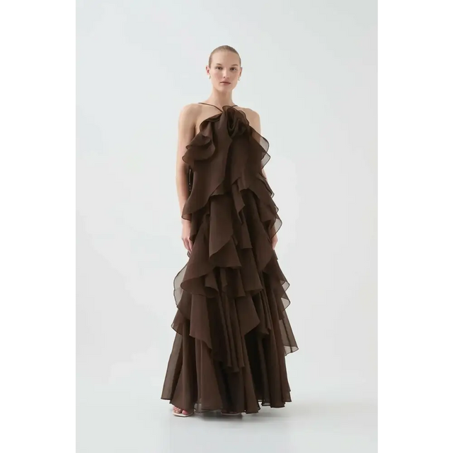 Aje Pandorea Layered Maxi Dress in Carob - Dresses
