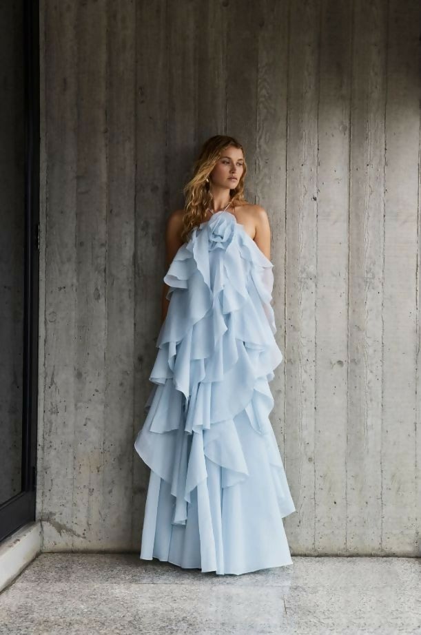 Aje Pandorea Layered Maxi Dress Silver Blue Size 8 | Passion For Fashion Aje Pandorea Layered Maxi Dress Silver Blue Size 8 | Passion For Fashion