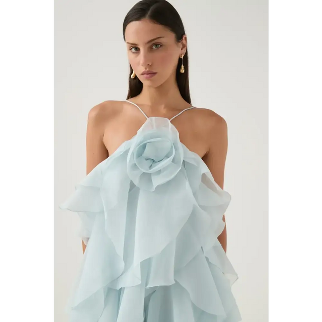 Aje Pandorea Layered Maxi Dress Silver Blue Size AU 6 - 6 / Blue - Dresses