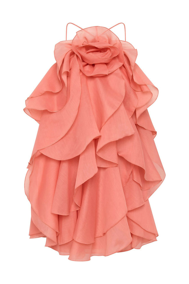 Aje Pandorea Layered Mini Dress Coral - 6 / Pink - Dresses
