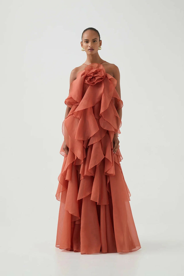 Aje Pandorea Maxi Dress Coral Clay - Dresses