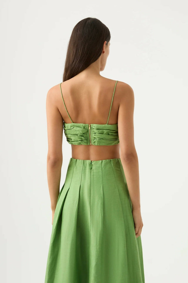 Aje Paradiso Cinched Midi Skirt And Thea Draped Twist Top - 8 / Green - Outfit Sets
