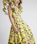 Aje Pelicano Citrus Bloom Midi Skirt & Frill Cropped Top - Dresses