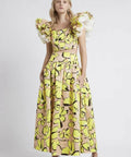 Aje Pelicano Citrus Bloom Midi Skirt & Frill Cropped Top - Dresses