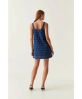 Aje Ratio Logo Denim Mini Dress Blue Print - Dresses