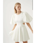Aje Renee Puffed Sleeve Bead Mini Dress - 10 / White - Dresses