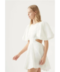 Aje Renee Puffed Sleeve Bead Mini Dress - 10 / White - Dresses
