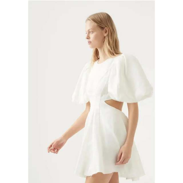 Aje Renee Puffed Sleeve Bead Mini Dress - 10 / White - Dresses