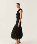 Aje Rushes Raffia Knit Midi Dress in Black Size 8 / S - 8 / Black - Dresses