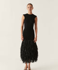 Aje Rushes Raffia Knit Midi Dress in Black Size 8 / S - 8 / Black - Dresses