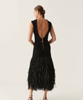 Aje Rushes Raffia Knit Midi Dress in Black Size 8 / S - 8 / Black - Dresses