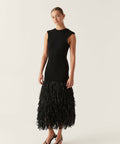 Aje Rushes Raffia Knit Midi Dress in Black Size 8 / S - 8 / Black - Dresses