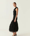 Aje Rushes Raffia Knit Midi Dress Size XXS - 6 / Black - Dresses