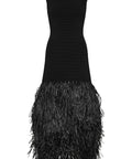 Aje Rushes Raffia Knit Midi Dress Size XXS - 6 / Black - Dresses