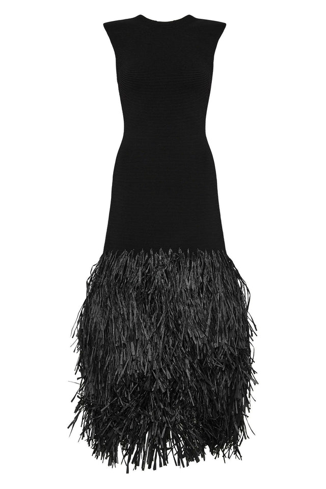 Aje Rushes Raffia Knit Midi Dress Size XXS | Passion For Fashion