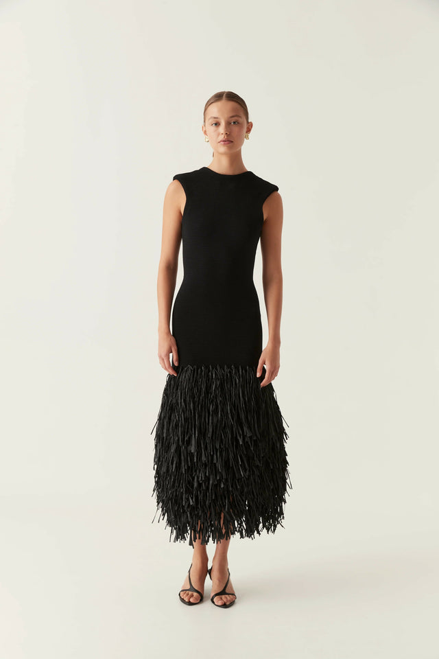rushes raffia knit midi dress Aje Rushes Raffia Knit Midi Dress Size XXS
