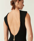 Aje Rushes Raffia Knit Midi Dress Size XXS - 6 / Black - Dresses