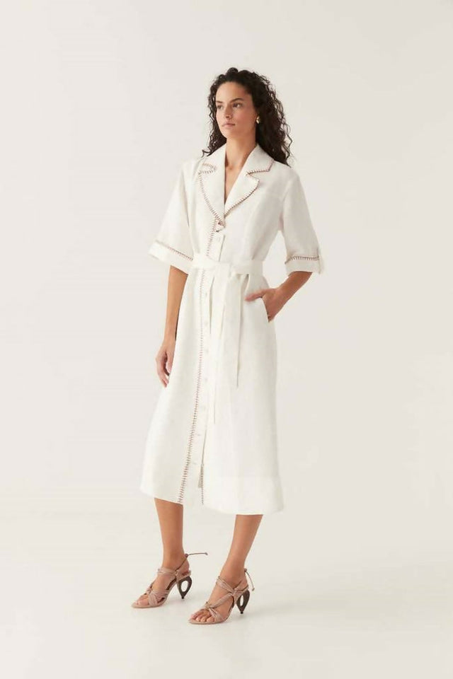 AjeSahiraBarbstitchMidiDressSIDE