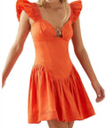 Aje Simone Frill Mini Dress - 8 / Orange - Dresses