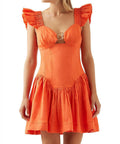 Aje Simone Frill Mini Dress - 8 / Orange - Dresses