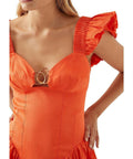 Aje Simone Frill Mini Dress - 8 / Orange - Dresses