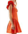 Aje Simone Frill Mini Dress - 8 / Orange - Dresses