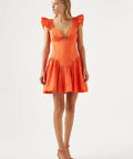 Aje Simone Frill Mini Dress - 8 / Orange - Dresses