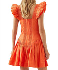 Aje Simone Frill Mini Dress - 8 / Orange - Dresses