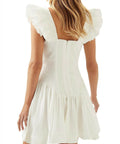 Aje Simone Frill Sleeve Mini Dress White Size 8 - 8 / White - Dresses