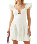 Aje Simone Frill Sleeve Mini Dress White Size 8 - 8 / White - Dresses