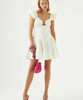 Aje Simone Frill Sleeve Mini Dress White Size 8 - 8 / White - Dresses