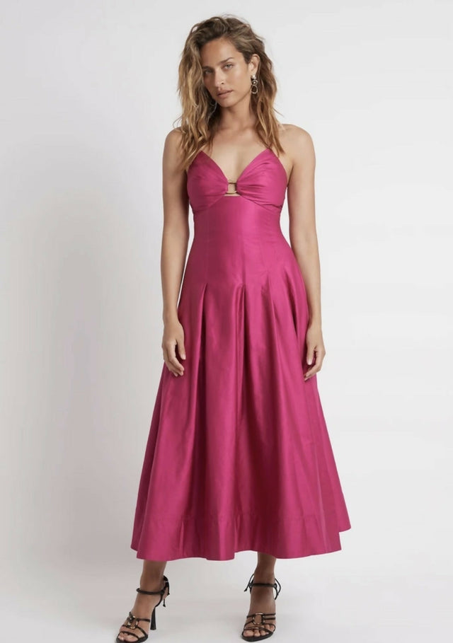 Aje Solstice Strappy Ring Midi Dress - 8 / Pink - Dresses