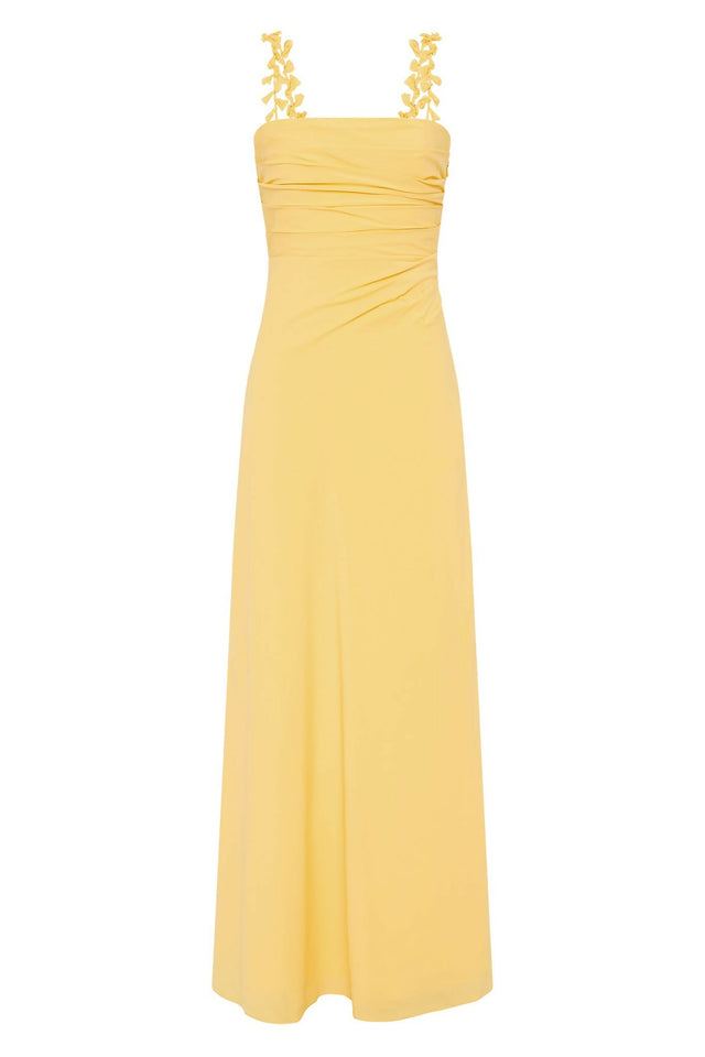 Aje Soulful Pom Pom Midi Dress Soft Yellow Size 10 - 10 / Yellow - Dresses