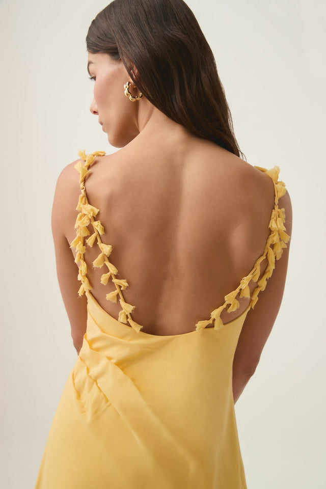 Aje Soulful Pom Pom Midi Dress Soft Yellow Size 10 - 10 / Yellow - Dresses