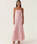 Aje Soundscape Maxi Dress Size 8 Chalk Pink - Dresses
