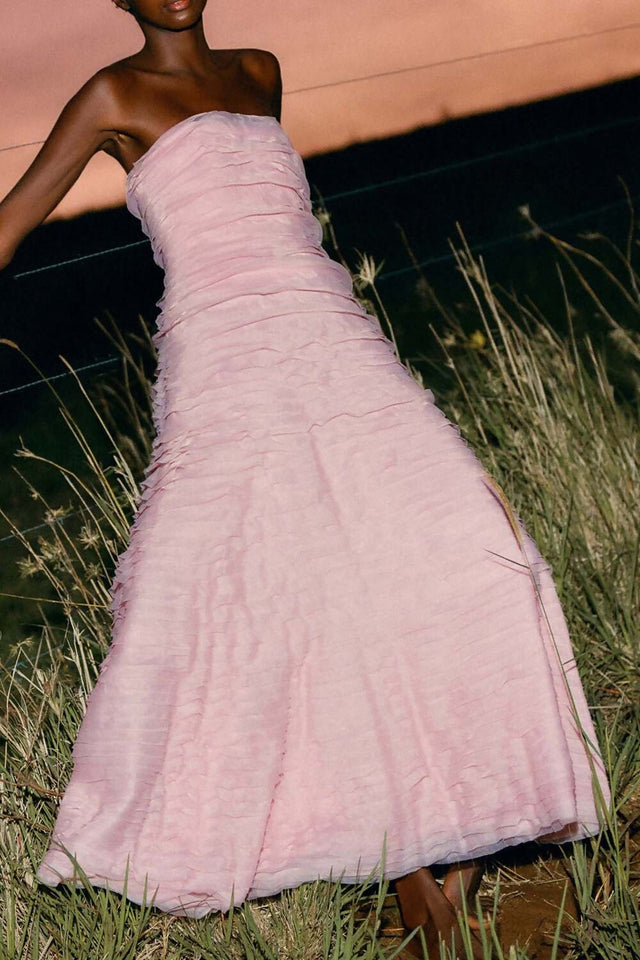 Aje Soundscape Maxi Dress Size 8 Chalk Pink