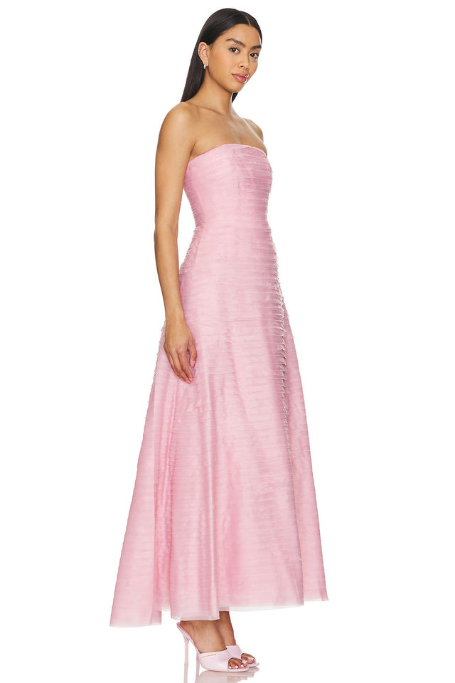 Aje Soundscape Strapless Ruffled Maxi Dress Size 14 - 14 / Pink - Dresses