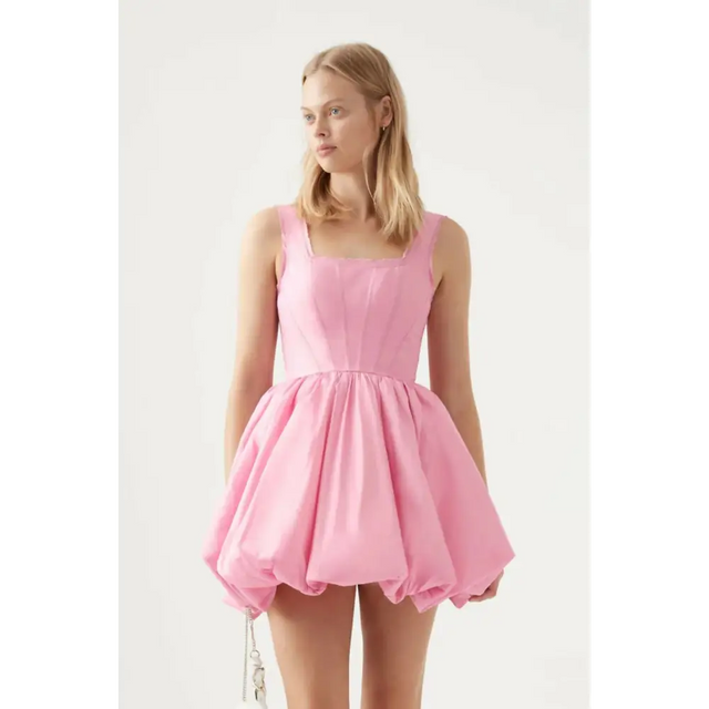 Aje Suzette Bubble Mini Dress In Cool Lavender & Bon Bon Pink - Dresses
