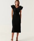 Aje Transcendent Ruffle Midi - 12 / Black - Dresses