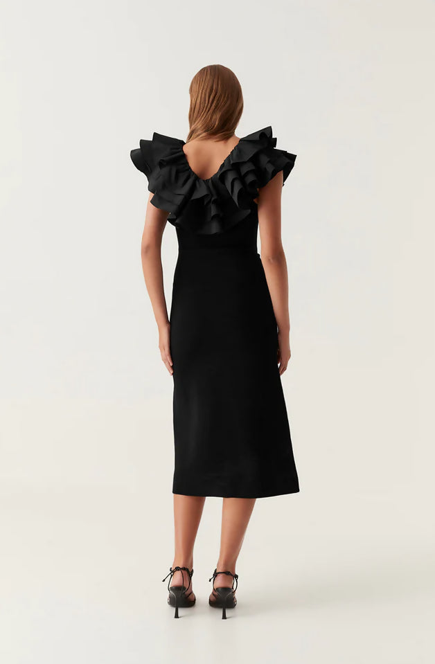 Aje Transcendent Ruffle Midi - 12 / Black - Dresses