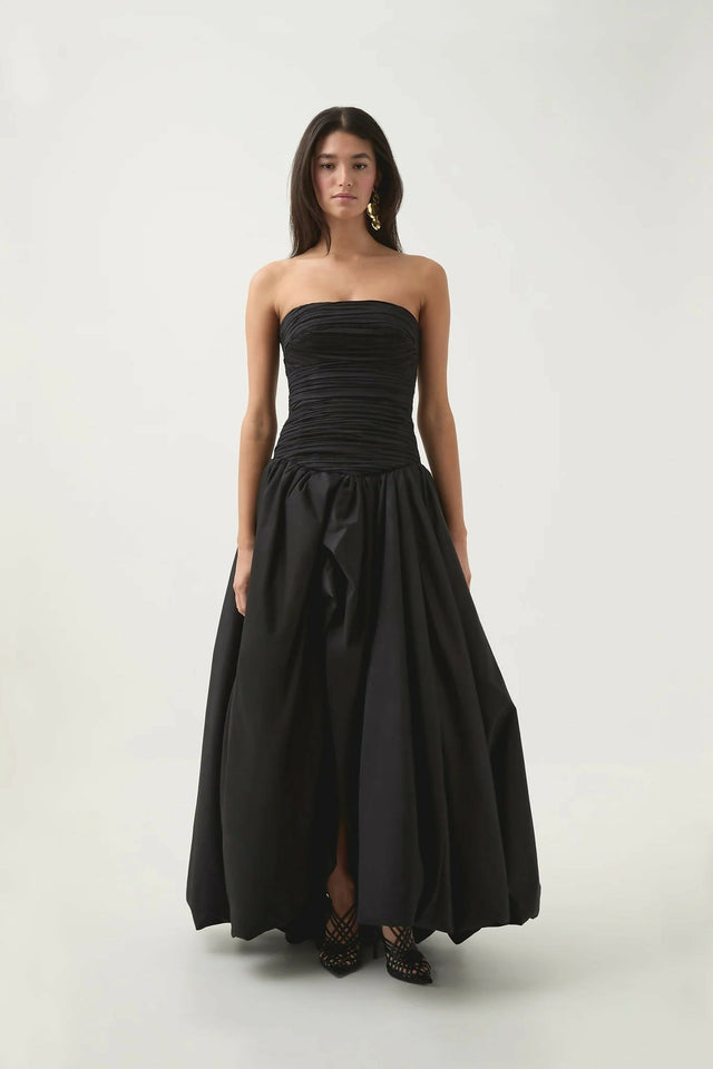 Aje Violette Bubble Hem Maxi Dress Black - Dresses
