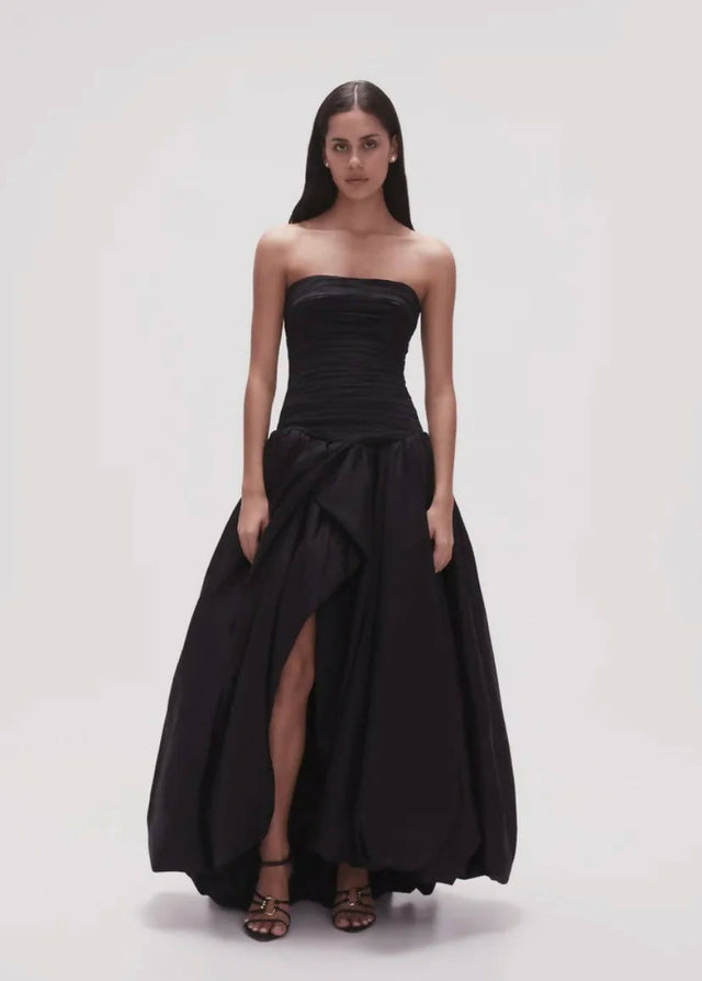 Aje Violette Bubble Hem Maxi Dress Black - Dresses
