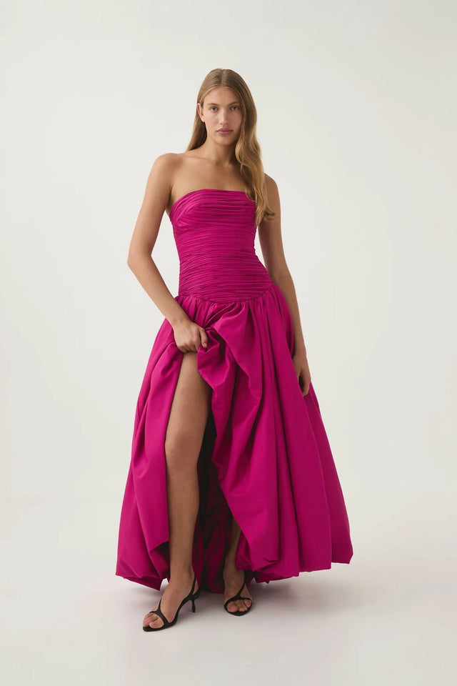 Aje Violette Bubble Hem Maxi Dress in Deep Magenta Size 6 - 6 / Pink - Dresses